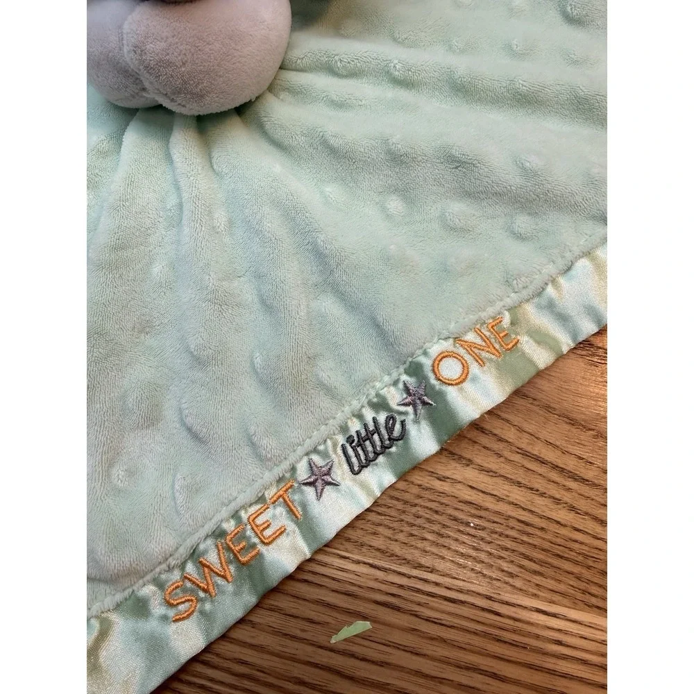 Child of Mine SWEET LITTLE ONE Mint Green Minky Gray‎ Elephant Lovey Rattle